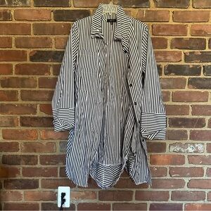 COMFY USA  | Striped  Fun Long Button Down Tunic Top -Medium -37” long